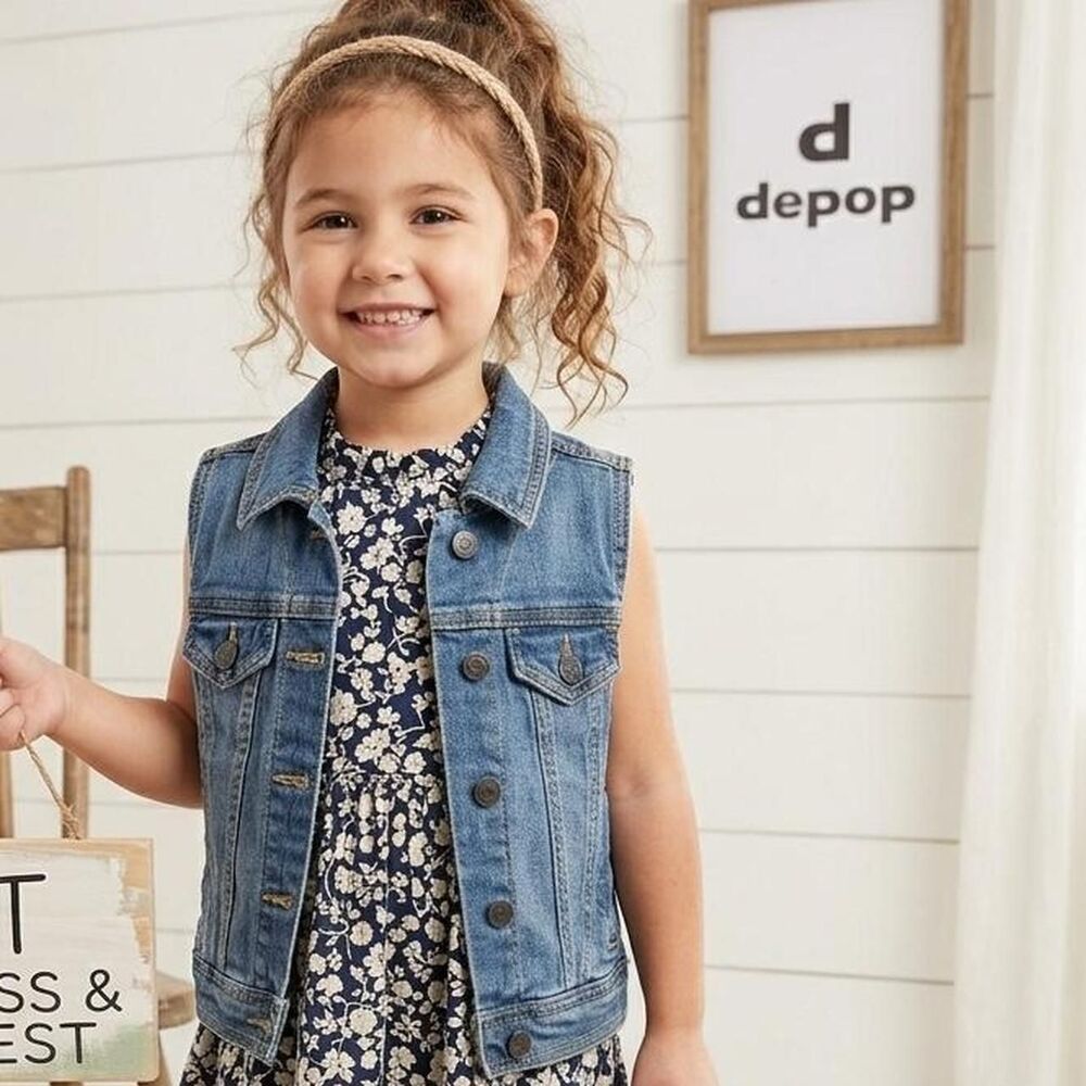 Old-navy Toddler Girls Blue Jean Vest
